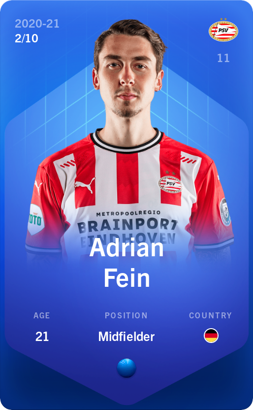 Sorare - Sorare Official - Adrian Fein 2020-21 • Super Rare 2/10 - NFT # 43384295732021017906352777908349456977603494694474736315450378640336769081960