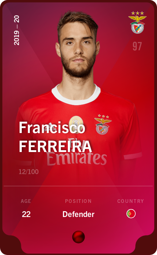 Sorare - Sorare Official - Francisco Ferreira 2019-20 • Rare 12/100 - NFT # 40680679069259753086352514680791259149290871679197492935360962827459549870575