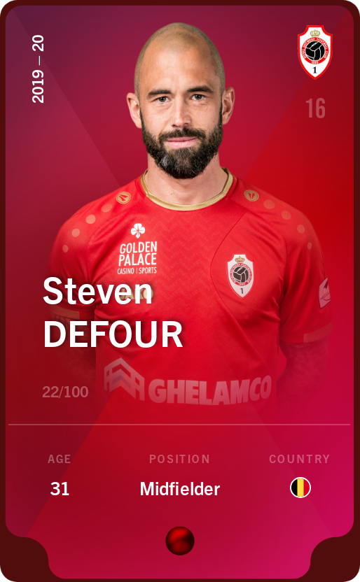 Sorare - Sorare Official - Steven Defour 2019-20 • Rare 22/100 - NFT # 49533457305344791209164979472721244577465453254406668908228092516745325312587