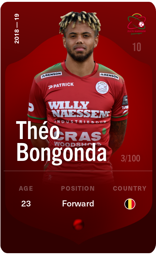 Sorare - Sorare Official - Théo Bongonda 2018-19 • Rare 3/100 - NFT # 17927829144756682494162095259072029768409802040424976374839895779686207978777
