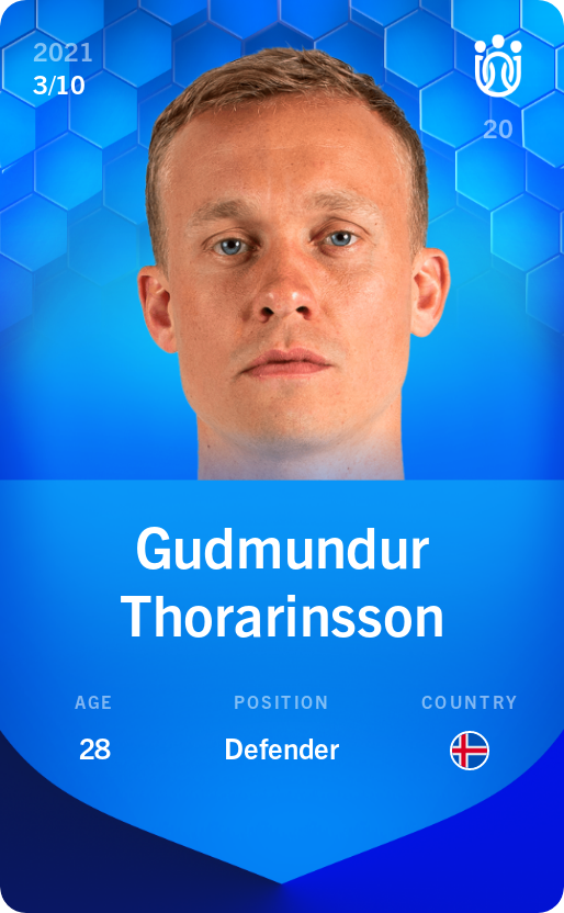 Sorare - Sorare Official - Gudmundur Thorarinsson 2021-22 • Super Rare 3/10 - NFT # 73250038121443479595596661236988928176337407424960887748313731208014358809451