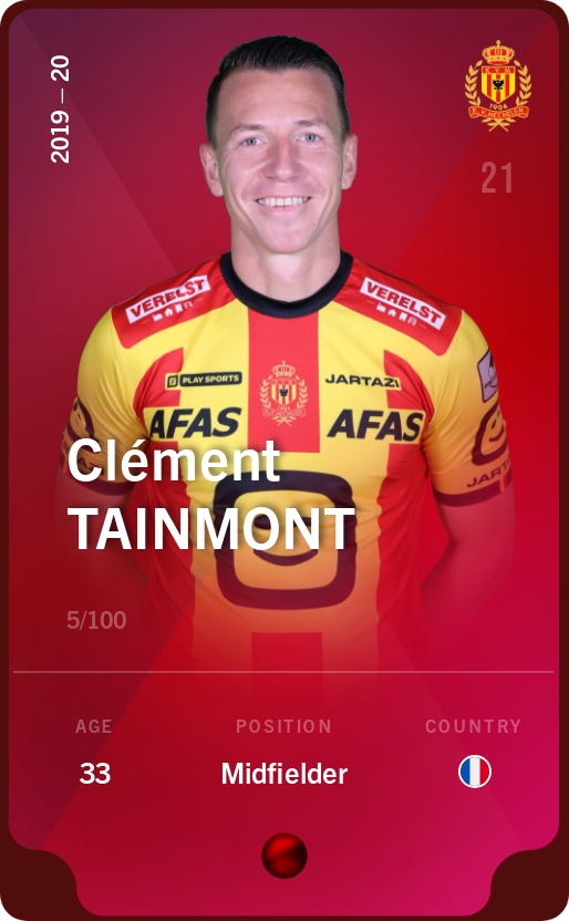 Sorare - Sorare Official - Clément Tainmont 2019-20 • Rare 5/100 - NFT # 88489259086807179046842417252887274421285773239418644793101253226939060750292