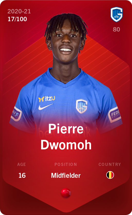 Sorare - Sorare Official - Pierre Dwomoh 2020-21 • Rare 17/100 - NFT # 90157069561551340910724877289611395004022153791410638463729887496289817357568