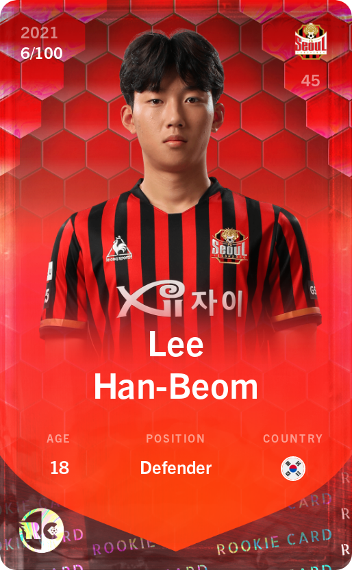 Sorare - Sorare Official - Lee Han-Beom 2021-22 • Rare 6/100 - NFT # 18710723191671898782071662237697882738695298171139998204946441844873239142495