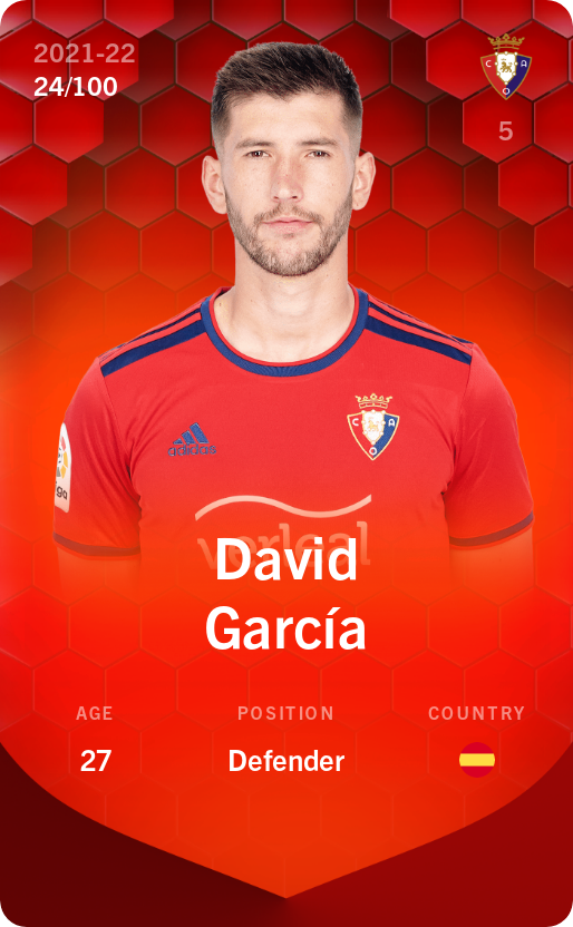 Sorare - Sorare Official - David García 2021-22 • Rare 24/100 - NFT # 11253149578712928583645869358565478301538746545375226399572766682235609677804