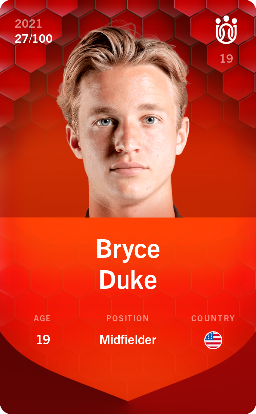 Sorare - Sorare Official - Bryce Duke 2021-22 • Rare 27/100 - NFT # 10285414266913255355409665858428698810342630189957233847529785587855455903229