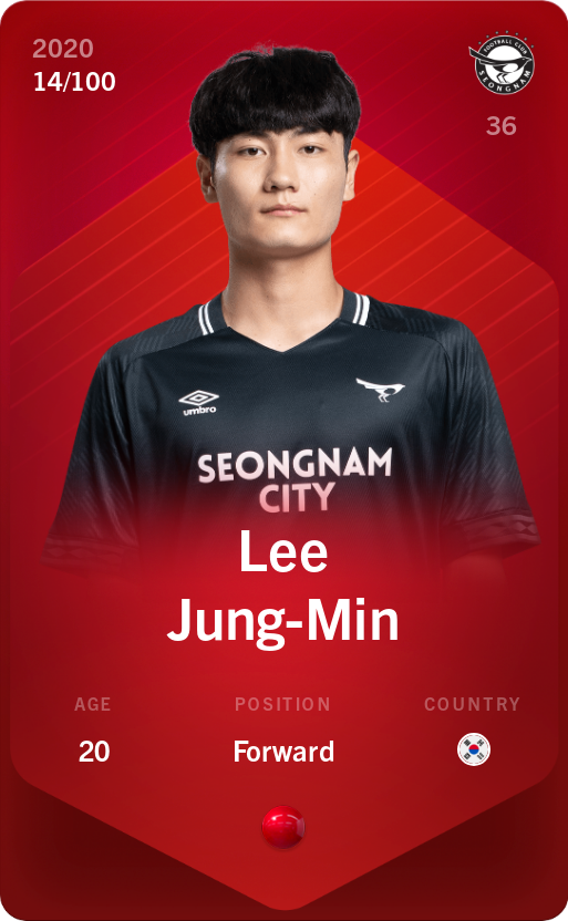 Sorare - Sorare Official - Lee Jung-Min 2020-21 • Rare 14/100 - NFT # 69495066593254648050000663744763507984242626990783185787325658679022149693261