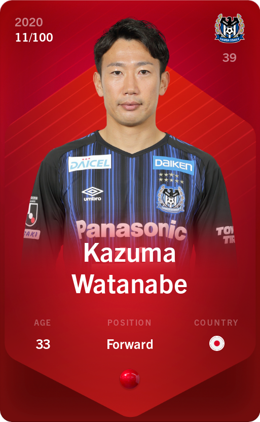 Sorare - Sorare Official - Kazuma Watanabe 2020-21 • Rare 11/100 - NFT # 41915434713291103872173395499482549978185596724310269804108469692360557007054