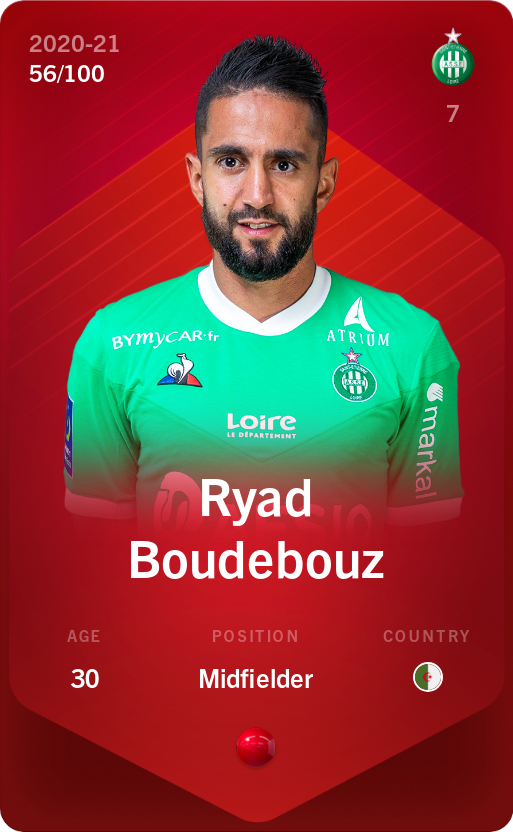 Sorare - Sorare Official - Ryad Boudebouz 2020-21 • Rare 56/100 - NFT # 88319331599545825386587162756269695404030694094144859572720797796687794603182