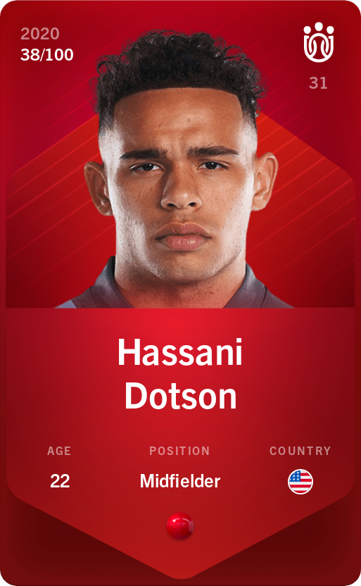 Sorare - Sorare Official - Hassani Dotson 2020-21 • Rare 38/100 - NFT # 67678114767568172245849412030225674375020373676679201752918336963291898105712