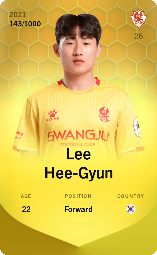 Sorare - Sorare Official - Lee Hee-Gyun 2021-22 • Limited 143/1000 - NFT # 48208269405959994329420809925021216497198746074567582600814837470213227797337