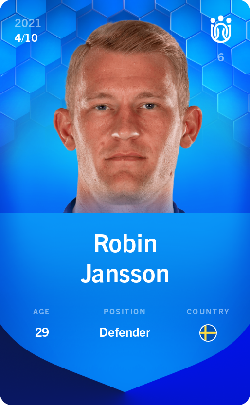 Sorare - Sorare Official - Robin Jansson 2021-22 • Super Rare 4/10 - NFT # 114240790185751168706205707212755077259307404472889583780369194228392381336869