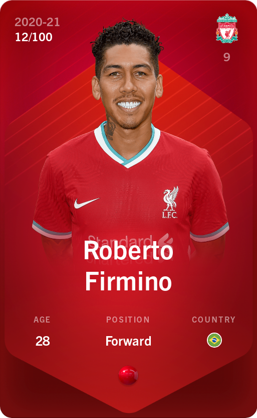 Sorare - Sorare Official - Roberto Firmino 2020-21 • Rare 12/100 - NFT # 45463940890990069115133630718581205365794690423237432582971482306190006066744