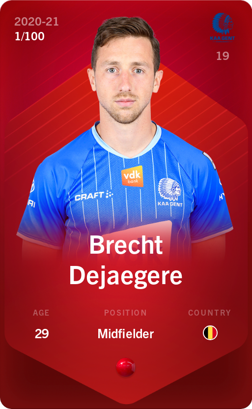 Sorare - Sorare Official - Brecht Dejaegere 2020-21 • Rare 1/100 - NFT # 13864014872544780785954347891880444860274702130393803611531206999046697110229