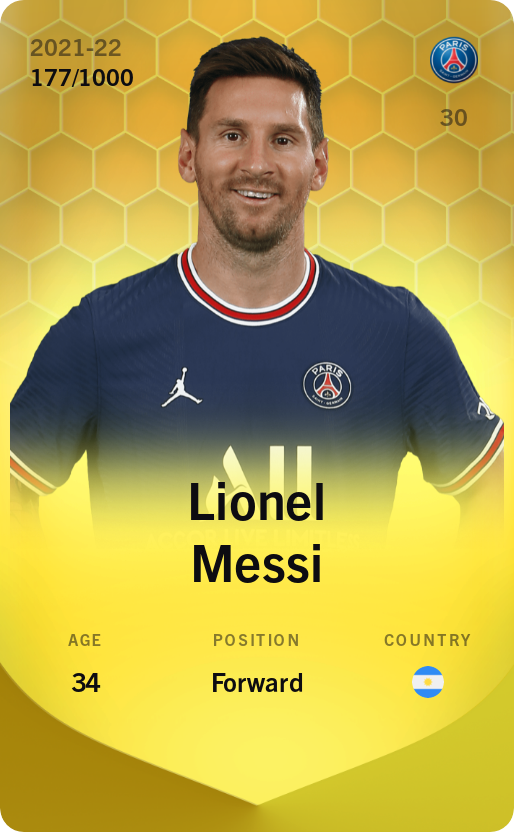Sorare - Sorare Official - Lionel Messi 2021-22 • Limited 177/1000 - NFT # 17913113839593147659904333148174456278572495305107665847168431700145688848763