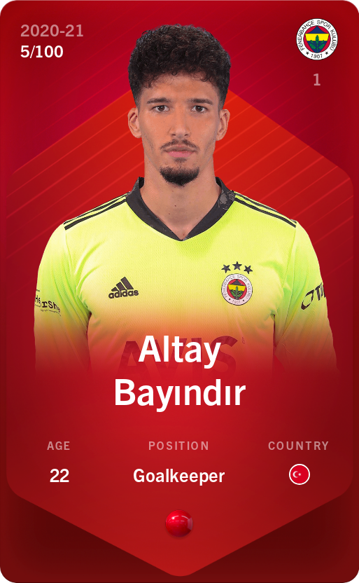 Sorare - Sorare Official - Altay Bayındır 2020-21 • Rare 5/100 - NFT # 99626802710656815045570709053133154694229136781563739230988162137860871588949