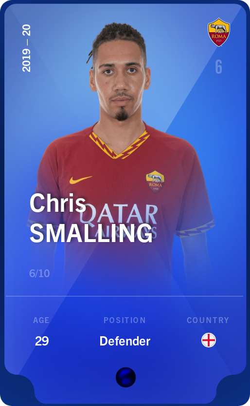 Sorare - Sorare Official - Chris Smalling 2019-20 • Super Rare 6/10 - NFT # 9392073776785852106571477332273519126947210535131163356293933679571200975410