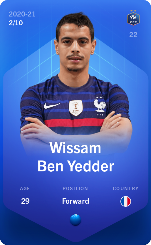 Sorare - Sorare Official - Wissam Ben Yedder 2020-21 • Super Rare 2/10 - NFT # 80357935409325679174042449634845748430466042348701091525858797497873726328091