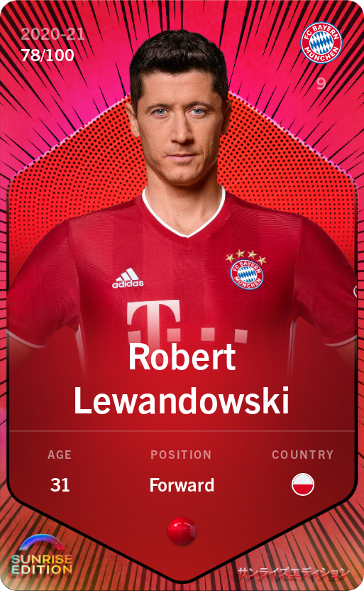 Sorare - Sorare Official - Robert Lewandowski 2020-21 • Rare 78/100 - NFT # 115549254164291214996574810276406313897430248371427541886252185660328575862044