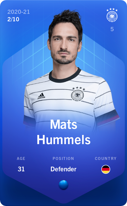 Sorare - Sorare Official - Mats Hummels 2020-21 • Super Rare 2/10 - NFT # 1983012158179023899767605099772749142541076203131434531890559699031621375872