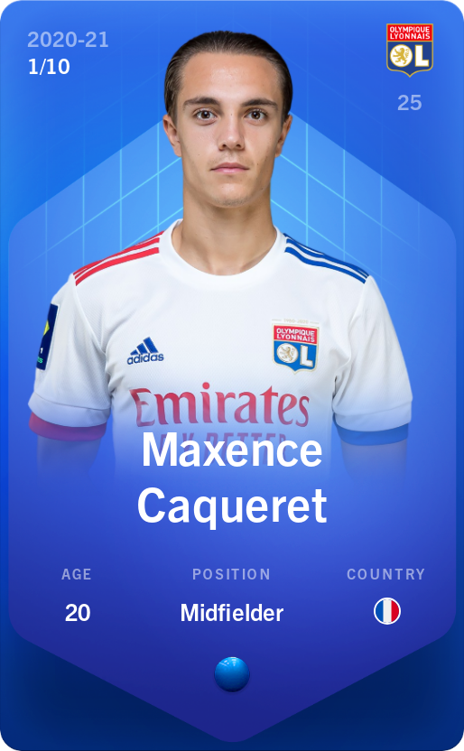 Sorare - Sorare Official - Maxence Caqueret 2020-21 • Super Rare 1/10 - NFT # 26775309593539837884370076581142121494561533411186771397128114371043157983069