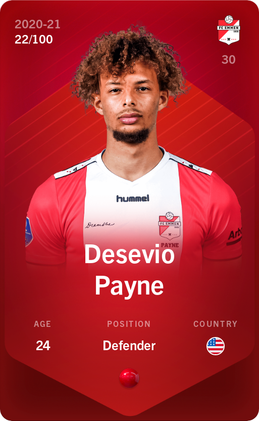 Sorare - Sorare Official - Desevio Payne 2020-21 • Rare 22/100 - NFT # 57105503956217359687628517446241946714824610067609143532326276159198094587925