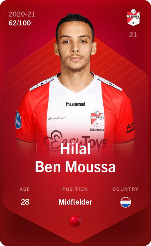 Sorare - Sorare Official - Hilal Ben Moussa 2020-21 • Rare 62/100 - NFT # 24988114383898356564463659759677086152898505118814522952726245894548890388909