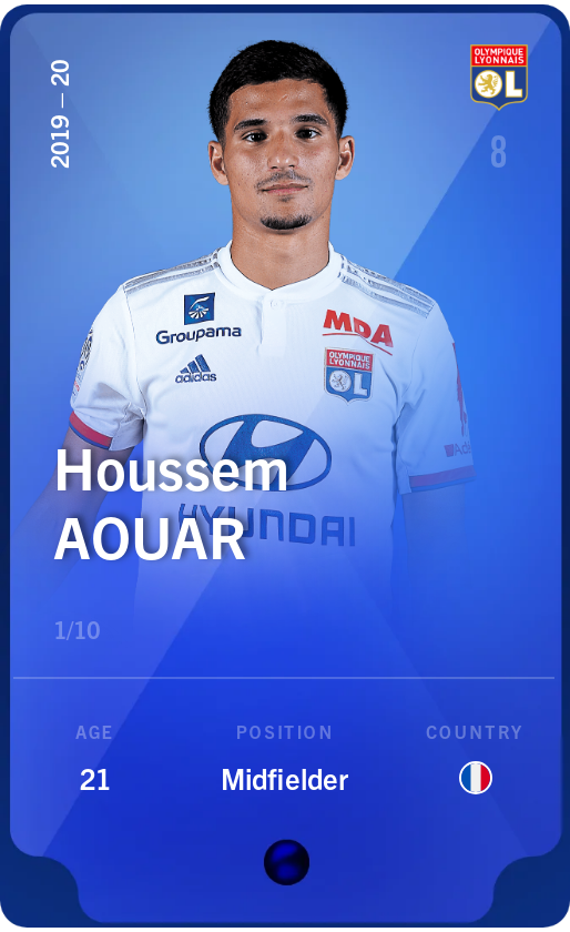 Sorare - Sorare Official - Houssem Aouar 2019-20 • Super Rare 1/10 - NFT # 95377491066239175684263634491551749885246120601415980706318741681097032514588