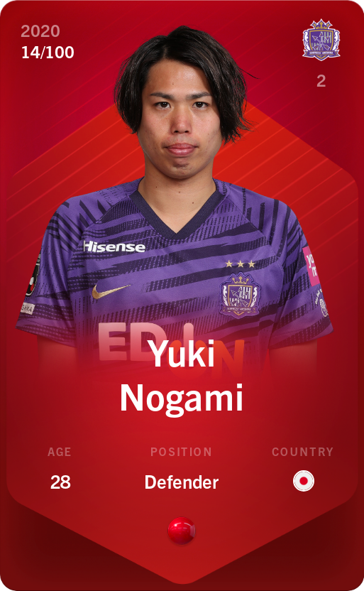 Sorare - Sorare Official - Yuki Nogami 2020-21 • Rare 14/100 - NFT # 40902802966051587768392961748160172909578368506725238254376110170777916244616