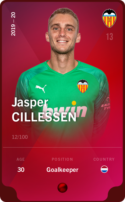 Sorare - Sorare Official - Jasper Cillessen 2019-20 • Rare 12/100 - NFT # 15889883975804280123478129152022236846728973968898482283064321312190231156929