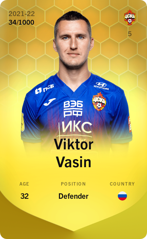 Sorare - Sorare Official - Viktor Vasin 2021-22 • Limited 34/1000 - NFT # 52010823177721204474162318886740214390682866631218216576116881044315018805516