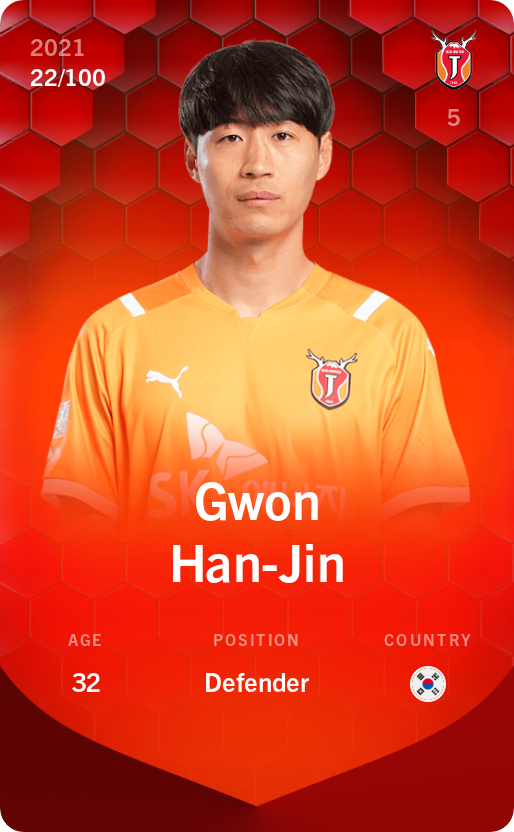 Sorare - Sorare Official - Gwon Han-Jin 2021-22 • Rare 22/100 - NFT # 54730761848726172502603272234374824661586456448126152266002482735086324044866