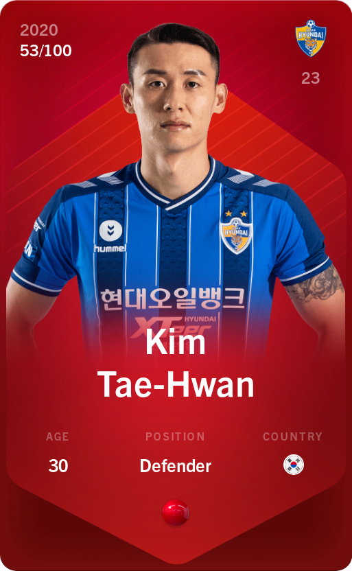 Sorare - Sorare Official - Kim Tae-Hwan 2020-21 • Rare 53/100 - NFT # 68203231888663838653024622423332091093175269139218875231341011893606983811291