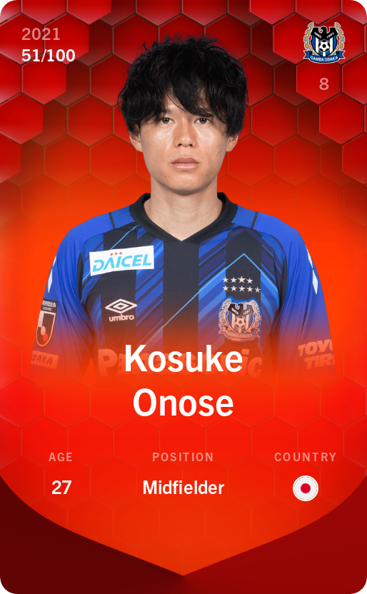 Sorare - Sorare Official - Kosuke Onose 2021-22 • Rare 51/100 - NFT # 100175683871950122862789231850604102783488419470804252533285814662758772467473