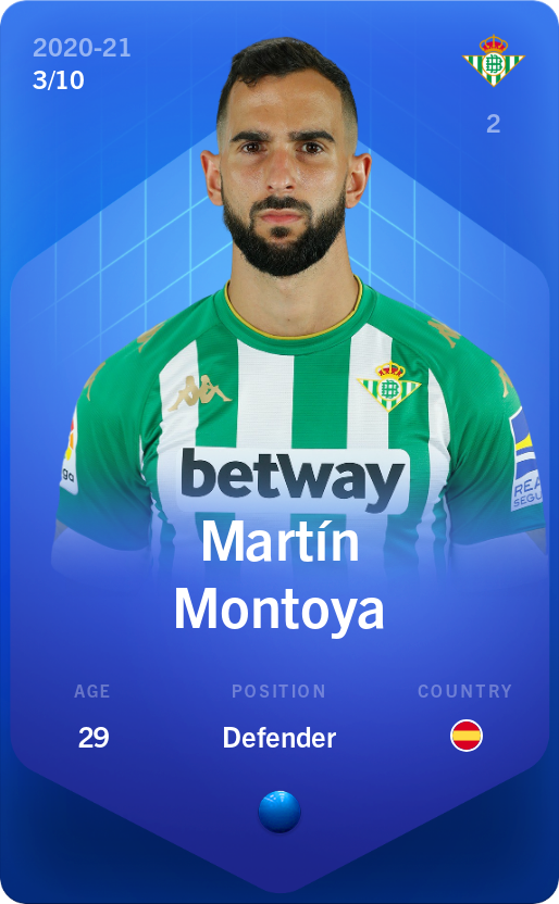 Sorare - Sorare Official - Martín Montoya 2020-21 • Super Rare 3/10 - NFT # 36709337562221608995064332912295506272845560372842210201557401840277511654461