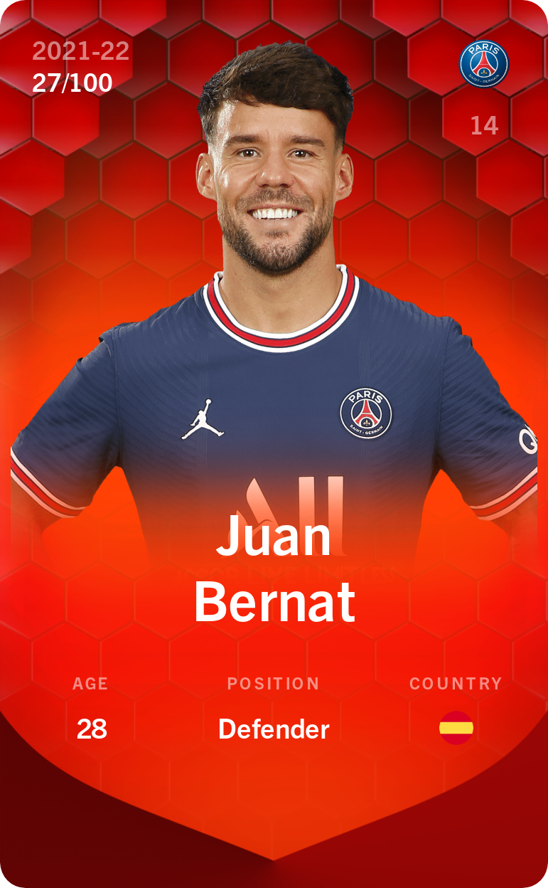 Sorare - Sorare Official - Juan Bernat 2021-22 • Rare 27/100 - NFT # 41367501028870704397064818935582168117211250383233484454203568383096634528731