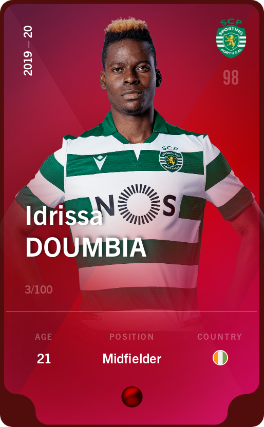 Sorare - Sorare Official - Idrissa Doumbia 2019-20 • Rare 3/100 - NFT # 90804649202282294580384471213041638637878233393806399150394551643426991161691