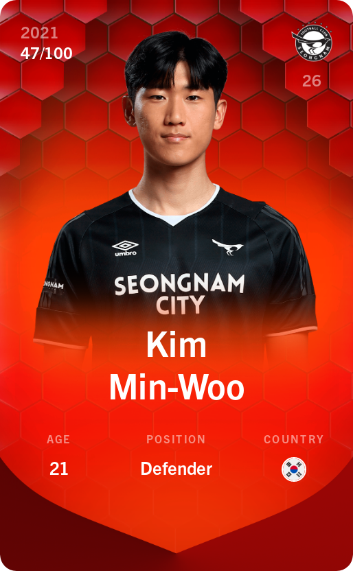 Sorare - Sorare Official - Kim Min-Woo 2021-22 • Rare 47/100 - NFT # 62400726506988155279655744585577773244468580569027387584316260834954812251436