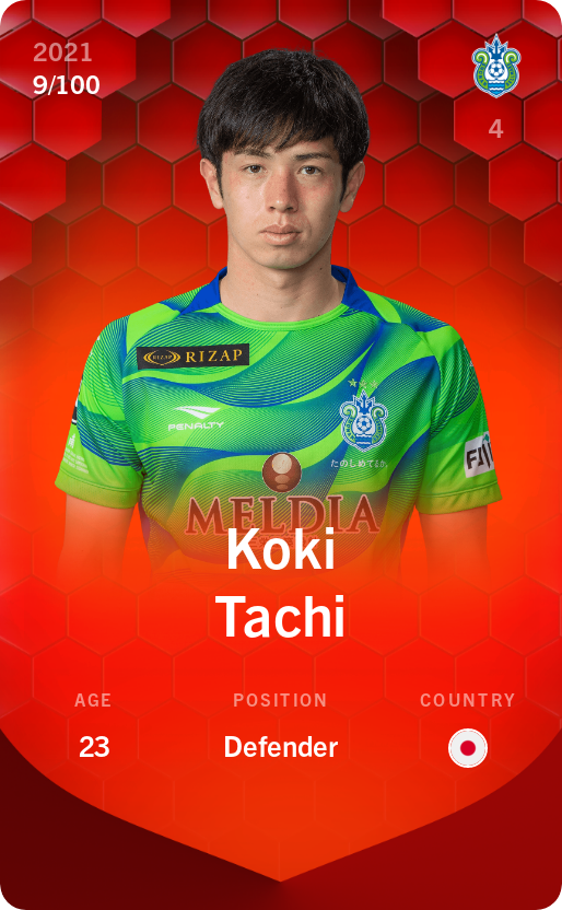 Sorare - Sorare Official - Koki Tachi 2021-22 • Rare 9/100 - NFT # 8565719869060721694827114824200219212621686139234657254024598700020416048262