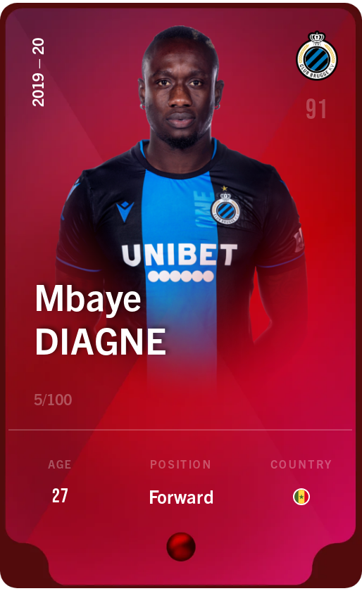 Sorare - Sorare Official - Mbaye Diagne 2019-20 • Rare 5/100 - NFT # 68290596826461417554059983906950440431313869424246644501939100631849757635897
