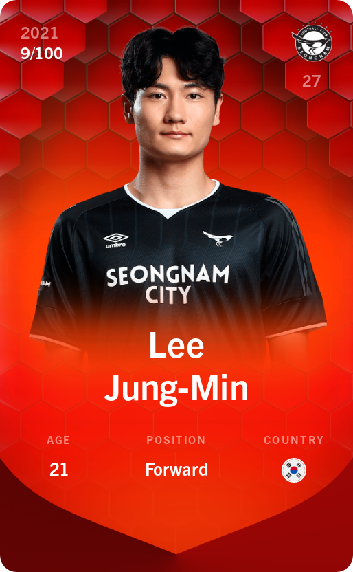 Sorare - Sorare Official - Lee Jung-Min 2021-22 • Rare 9/100 - NFT # 20399526984891157994278799582224020526455178512842064819047558018921897672315