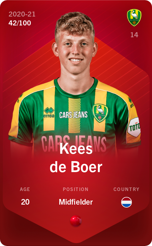 Sorare - Sorare Official - Kees de Boer 2020-21 • Rare 42/100 - NFT # 56599415663546433296964380461157196426594516685184003017930472727268831253635