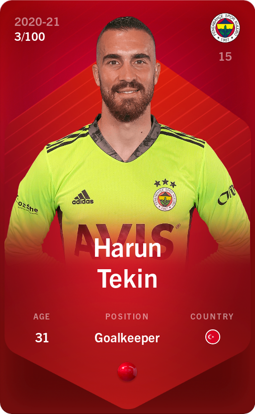 Sorare - Sorare Official - Harun Tekin 2020-21 • Rare 3/100 - NFT # 74979135746448854741352272111854032859796326469099343681202058027858408987295
