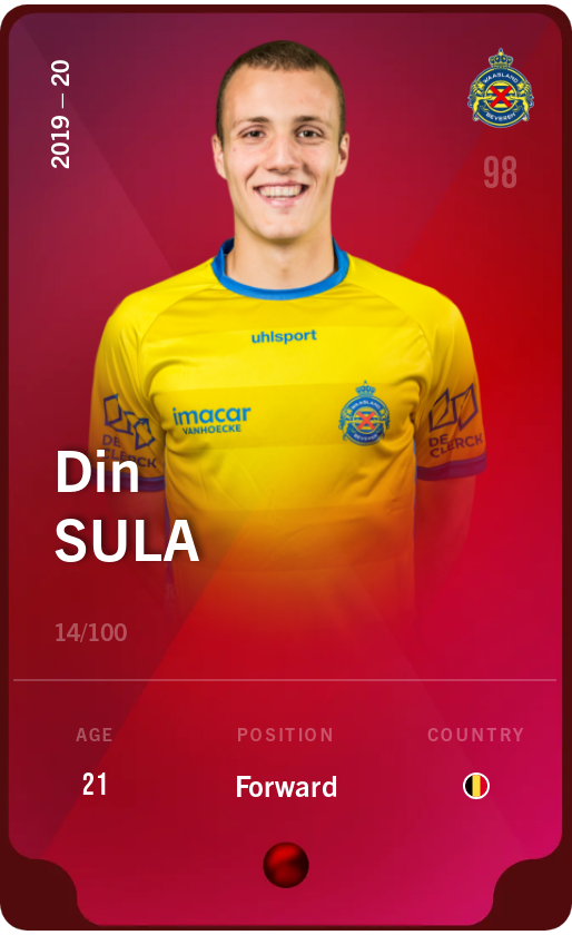 Sorare - Sorare Official - Din Sula 2019-20 • Rare 14/100 - NFT # 38422548583907995255767206557691327984339034660514587814124157833393755471178