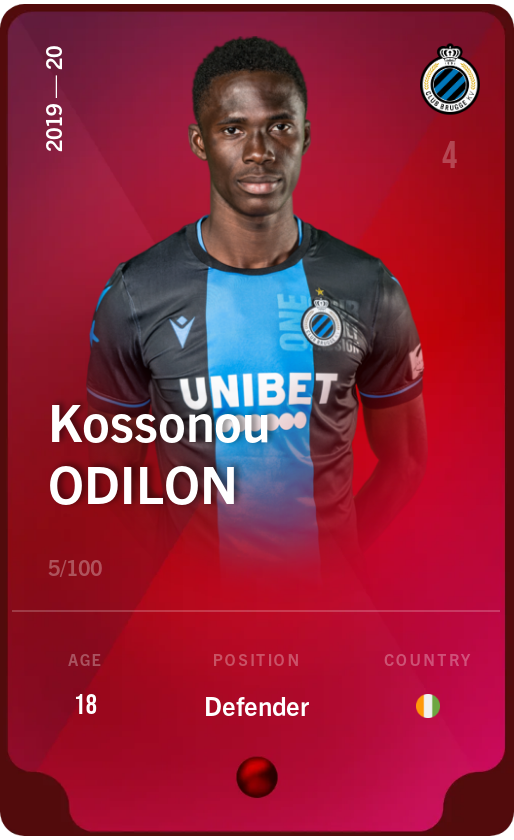 Sorare - Sorare Official - Kossonou Odilon 2019-20 • Rare 5/100 - NFT # 50934389071520790243578960898910427860525908106880784042741598190322431674232