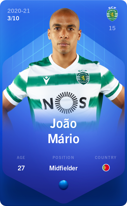 Sorare - Sorare Official - João Mário 2020-21 • Super Rare 3/10 - NFT # 103800621128799442762440175593357964254506978978831769297212492549402045088886