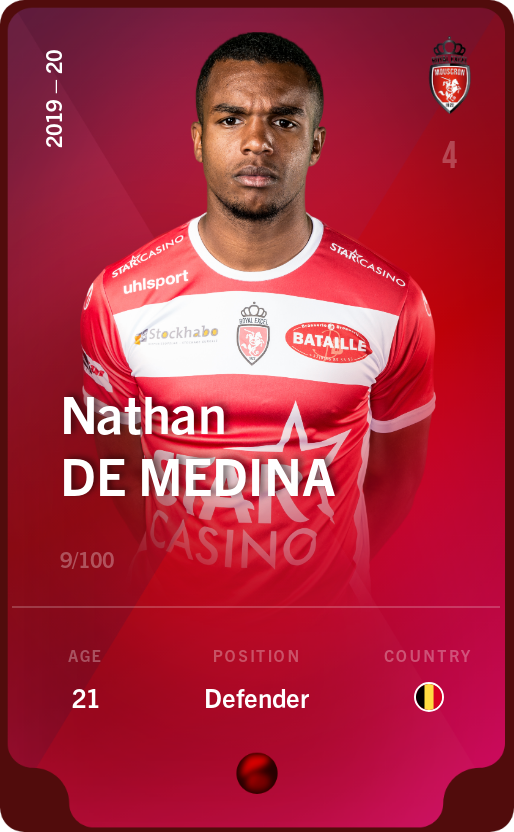 Sorare - Sorare Official - Nathan De Medina 2019-20 • Rare 9/100 - NFT # 83214635500620618954705042114124965745041073339015935836875682503630698807843