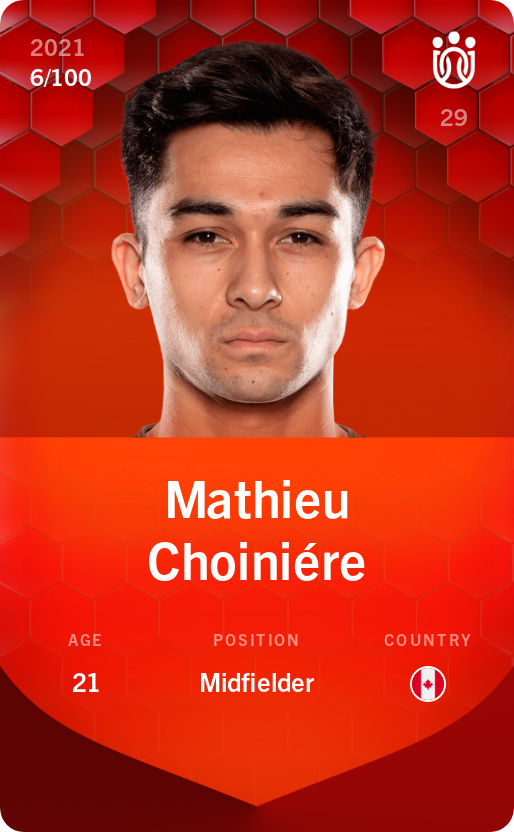 Sorare - Sorare Official - Mathieu Choiniére 2021-22 • Rare 6/100 - NFT # 24906036064219186661912109942587946540488741081430779642277629568968700613927