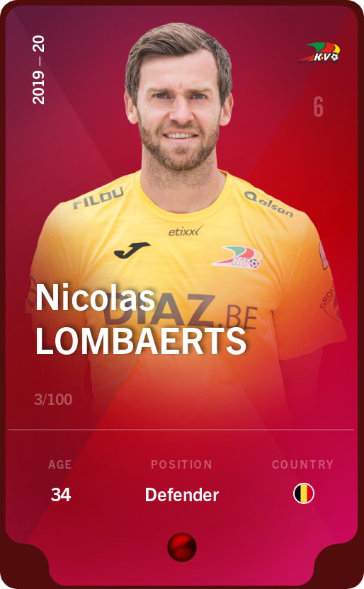 Sorare - Sorare Official - Nicolas Lombaerts 2019-20 • Rare 3/100 - NFT # 2224761170929192751687357316622177388316519506607974571101737120071242433601