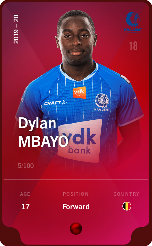 Sorare - Sorare Official - Dylan Mbayo 2019-20 • Rare 5/100 - NFT # 4043211194115487261815272051388368754744471229978073156325645049930909061172